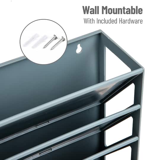 Mind Reader 5-Tier Vertical File Storage, Desktop Organizer, Wall Mount, Office, Plastic, Gray